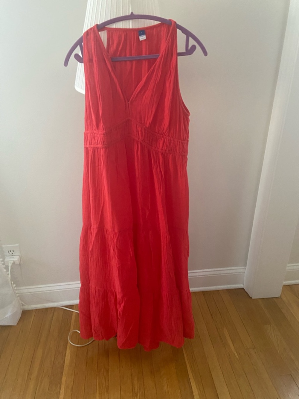 Old Navy Red Sleeveless V-Neck Maxi Dress